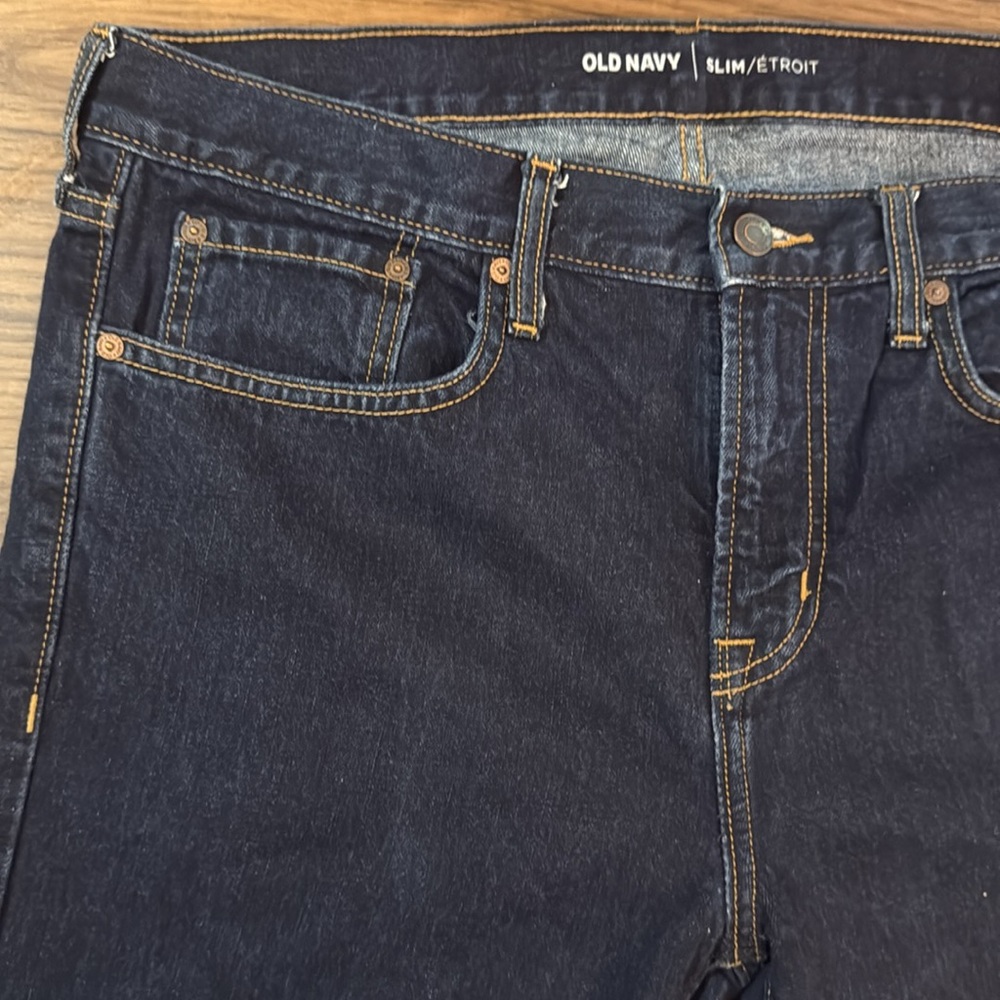 Old Navy Men's Slim Fit Jeans - Dark Blue - Picture 3 of 8